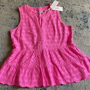 Vineyard Vines Beautiful Pink Eyelet Peplum Top, sz Small